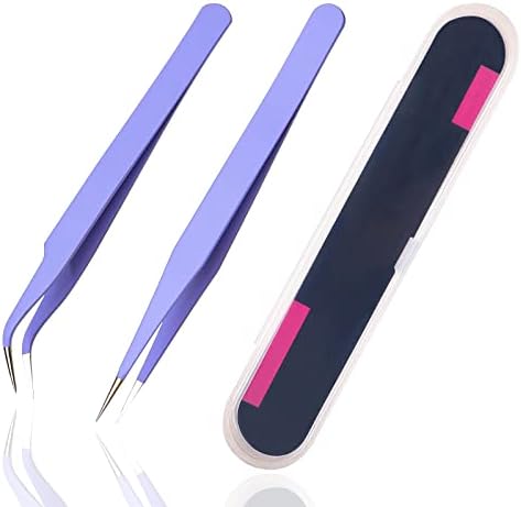 Arvakr 2 Pieces Sticker Tweezers , Cute Craft Tweezers for Stickers , Scrapbooking , Vinyl , Lashes , Electronics , Purple