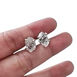 Rough Herkimer Diamond Stud Earring, Natural Herkimer Diamond Earring, Birthstone, Womens Earring, 925 Sterling Silver, Christmas, Thanksgiving, Mens Studs Earring, Handmade Jewelry, Raw Studs Earring