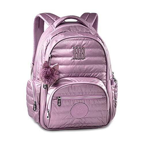 Kit Mochila Estojo Escolar Rebecca Bonbon Juvenil Metalizada Chaveiro Pompom RB Coleção Nova + Guard