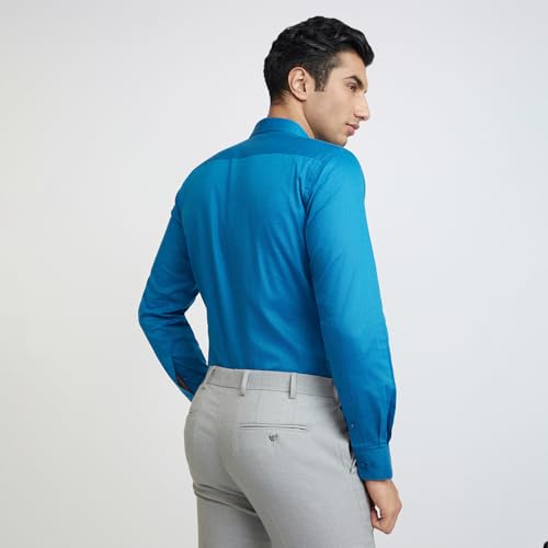 Image of Park Avenue Men Pure Cotton Slim Fit Structure Pattern Semi Cutaway Collar Formal Shirt