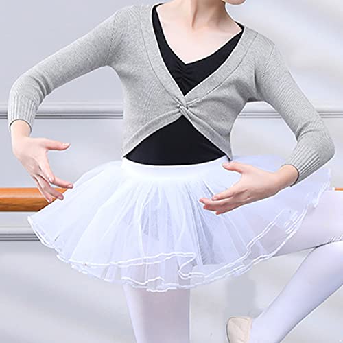 Hularka Kids Girls Gymnastic Ballet Dance Wrap Tops Long Sleeve Twist Knot Front Dance Cardigan Sweater Dancewear2