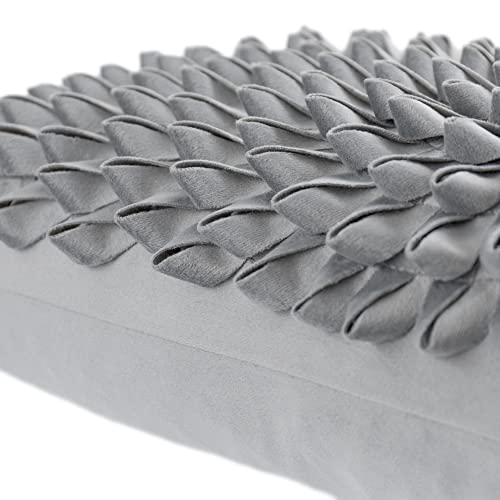 Kingrose 3D Flower Home Decorative Accent Throw Pillow Case Artistic Cushion Cover For Sofa Couch Chair 12 X 20 Inches Velvet Light Grey #TOP3