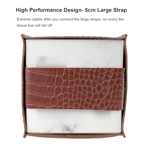PENGLONG Tissue Box Cover 5X5X5'' PU Leather Tissue Holder Square Tissue Cube Box Organizer for Bathroom Vanity Countertop, Car, Night Stands, Office, Home, Kitchen (SnakeBrown, 1Pack)