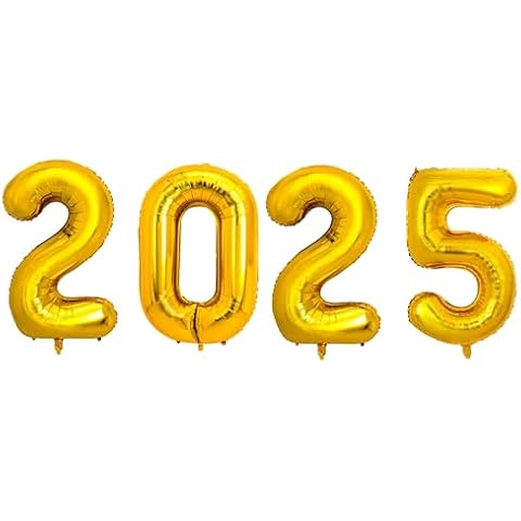 PIGETALE 40 Inch 2025 Gold Foil Number Balloons for 2025 New Year Eve Festival Party Supplies Graduation Decorations Cover