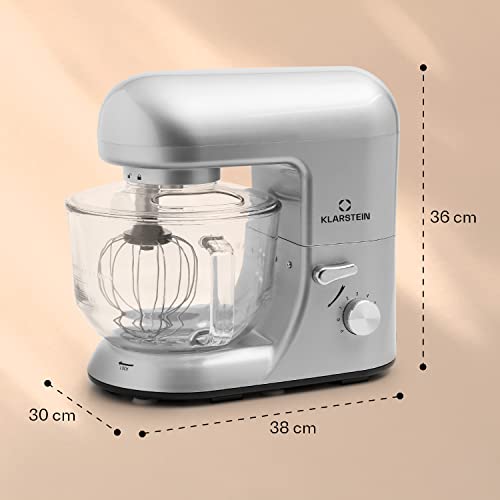 Klarstein Bella Rossa 2G - Küchenmaschine, Rührmaschine, Knetmaschine, 1300 Watt, 1,6 PS, 5,2 Liter, planetarisches… – Bild 8