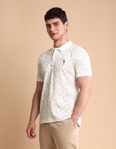 Image of U.S. Polo ASSN. Printed Polo T Shirts for Men - 100% Cotton, Half Sleeves Mens Tshirt