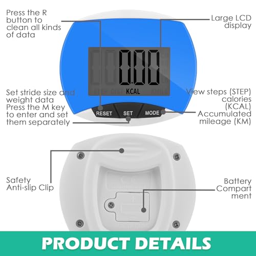 Copkim 12 Pcs Simple Pedometer for Walking Bulk LCD Step Counter with Calories Burned Portable Step Tracker for Women Seniors Jogging Hiking Running Walking, 6 Colors
