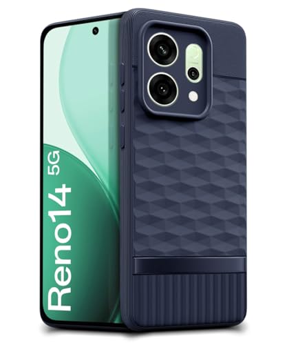 Image of WOW IMAGINE Silicone Back Cover for Oppo Reno 14 5G with Hexa Cube Design (Blue)