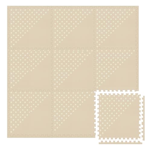 Play Platoon Large Baby Play Mat for Floor 9 Tile 72 x 72 in - Extra-Thick Interlocking Foam Tiles 24 x 24 in - Soft Puzzle Mats for Playroom - Neutral Playmat Rug for Kids - Triangle
