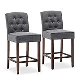 BELLEZE Modern Upholstered Tufted Fabric Barstools, Counter Height Dining Chairs for Kitchen Island,...