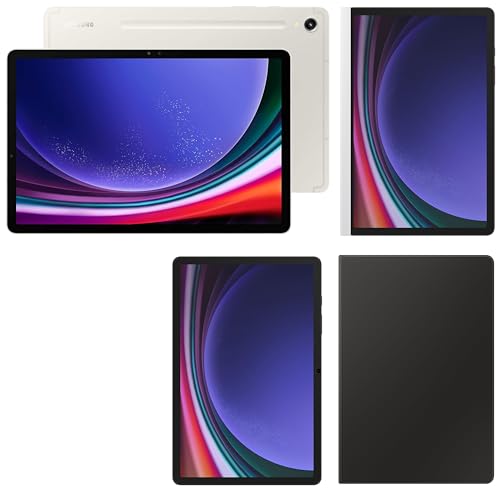 Image of Samsung Galaxy Tab S9 RAM 8 GB, ROM 128 GB Expandable, S Pen in-Box, Wi-Fi + 5G Tablet, Beige with S9 Screen Protector, Transparent & S9 Notepaper Screen, White & S9 Book Cover Keyboard, Black