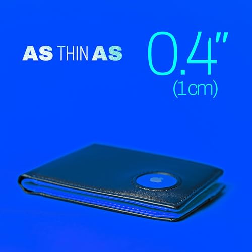 Mens Wallet with AirTag Holder, Slim Genuine Leather Bifold AirTag Compatible Wallet with Money Pocket, RFID Blocking, 9 Card Slots (Black & Midnight Blue)3