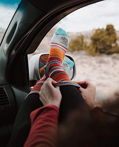 Image of Farm to Feet Ithaca Multi-Stripe Ultralight Crew Merino Wool Socks