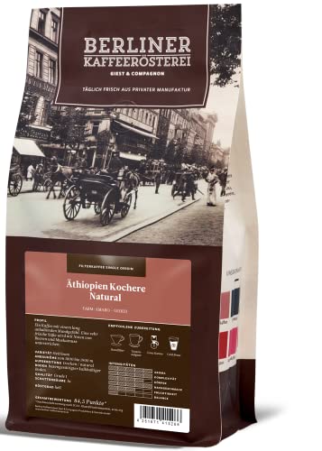 Berliner Kaffeerösterei - Äthiopien Kochere Natural (250g / ganze Bohne), Röstgrad Kaffee: hell, 100% Arabica Bohnen, Aromaprofil: Floral/Fruchtig/Süß/Würzig