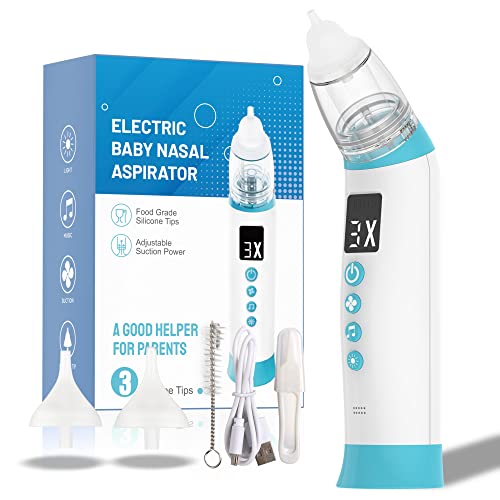 Image of Electric Baby Nasal Aspirator, Rechargeable Nose Sucker for Baby, Adjustable 3 Levels Suction, Booger Sucker for Baby with 8 Light Modes & Adjustable Volume Nursery Rhymes