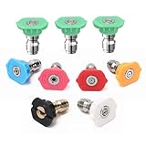 9-Pack Pressure Washer Nozzle Tips, 1/4" Quick Connect Spray Nozzles Set, 2.5 GPM, 4000 PSI