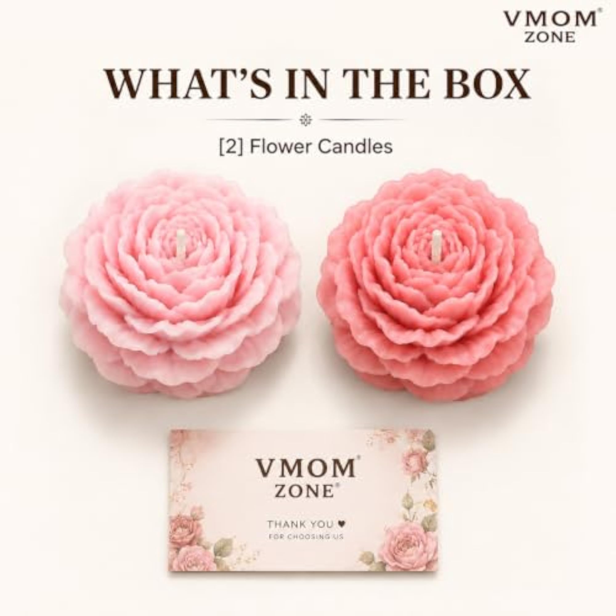 Peony Flower Shaped Decorative Candles, Pack of 2 for Diwali