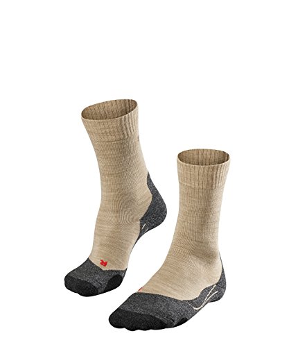 FALKE Womens TK2 Hiking Socks - Merino Wool Blend, Beige (Nature Melange 4100), US 6.5-7.5 (EU 37-38 ? UK 4-5), 1 Pair