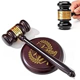 UIDMEN Personalisiertes Holzhammer Set Schallblock, Gravur Text, Gesetz Ordnung Meetings Auktionen HOA Scheinprozesse Anwälte Richter Premium Geschenk