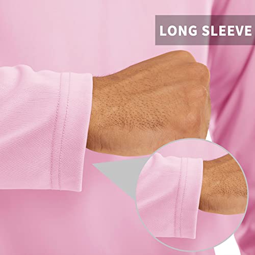 Crysully Men's 1 4 Zip Pullover Long Sleeve Upf 50+ Sun Protection T-Shirt Polo Golf Shirts Tops Light Pink #TOP4