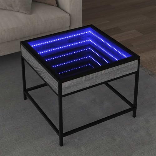 Table basse avec LED salon design moderne bois gris Sonoma 50 cm - 2