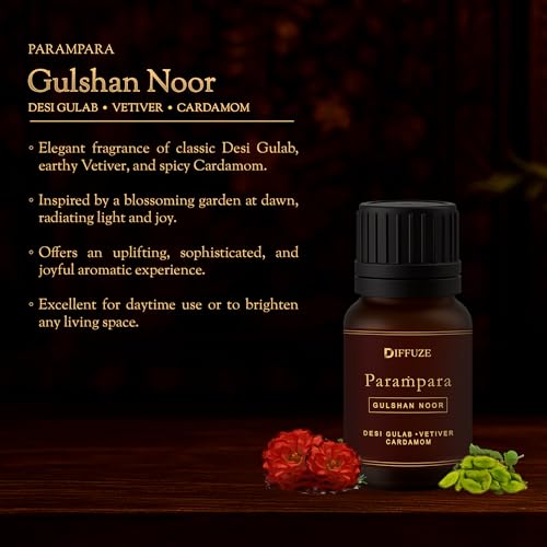 Image of DIFFUZE Essential Oil Set - Royal Rose Duo - 2 x 15 ml (Rose Valley & Gulshan Noor) | Desi Gulab, Vetiver & Patchouli Fragrance Oil Blend for Diffuser & Gifting | Long-Lasting Floral Aroma for Home & Bedroom