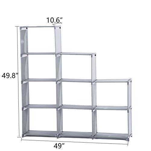 Ycoco 9 Cubes Bookshelf Office Storage Shelf Plastic Storage Cabinet,Adjustable Stackable Diy Bookshelf For Kid,Home Furniture Storage Bookcase,Grey #TOP2