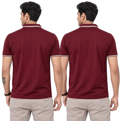 Image of Hangout Hub Men's Polo T Shirt | Solid | Plain Regular Fit Tees|Collar T-Shirts|Half Sleeves|Set of 1 & 2|HH.MP.MAR