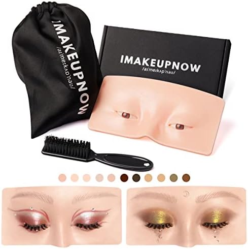 IMAKEUPNOW Multi-Skinshade 3D Model Artist Makeup Practice Face Board 3D Realistic Mask with Cleaning Brush - #1 PALE 2 Brown Eyes
