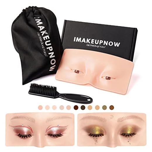 IMAKEUPNOW Makeup Practice Face Board 3D Realistic Pad with Cleaning Brush for Makeup Artist Board Makeup Practice, Eyeshadow Eyeliner Eyebrow Lash mapping Realistic Face Skin Eye Make up Practice Model for Self-taught or Professional Enthusiasts Official #1 PALE -2 Brown Eyes