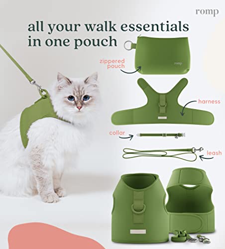 Cat Harness, Collar & Leash Set - Escape Proof Adjustable Choke Free Velcro Harness Vest For Walking Cats & Kittens (Matcha Green, Medium) #TOP5