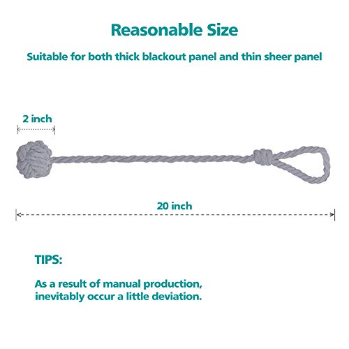 DEZENE Curtain Tiebacks Blue: 2 Pack Decorative Handmade Natural Cotton Rope Holdbacks for Drapery and Sheer