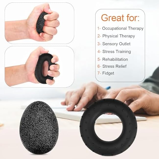 Grip Strength Trainer (6 Pack) - Forearm Strengthener - Hand Gripper Strengthener - Stress Relief Ball and Adjustable Spring Resistance Ranging From 11 To 132 Lbs(5 To 60kg)