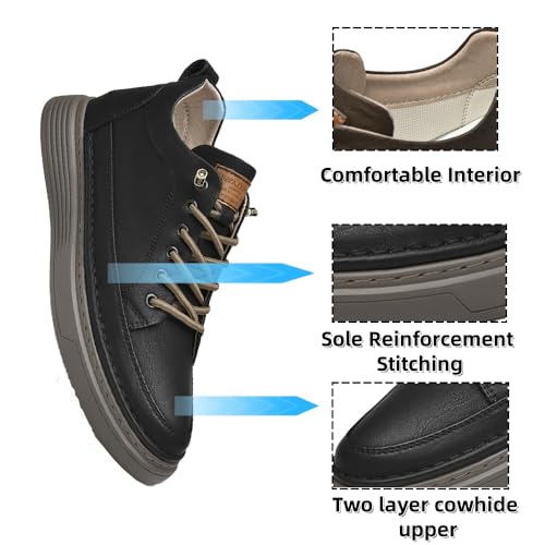 Męskie Buty Codzienne Niewidoczne Zwiększanie Wysokości Skórzane Podnoski Sznurowane Trampki Moda Oddychające Wygodne Lekkie