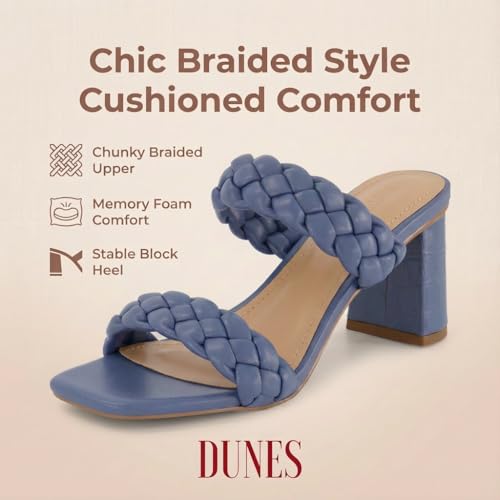 Image of Dunes Iris Chunky Braided Heel Sandals for Women, Block Heel Square Toe Summer Sandals with Memory Foam