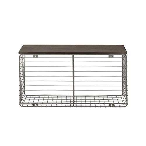 Spectrum Diversified Vintage Cube & Hook Station With Wood Shelf Wall-Mounted Entryway Organization Cube Storage & Shelf With Hooks, Entryway & Home Office Décor, Industrial Gray #TOP7