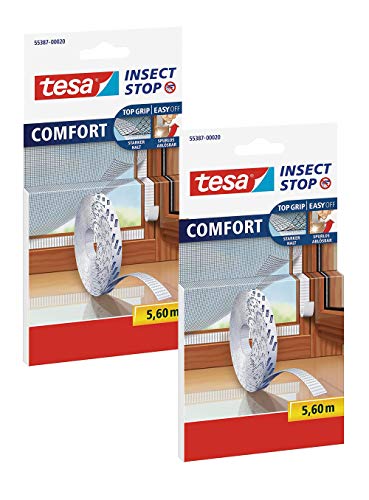 TESA Comfort Refill Roll Fliegengitter Klettband Ersatzrolle blanco (2x 5 6m (Standard))