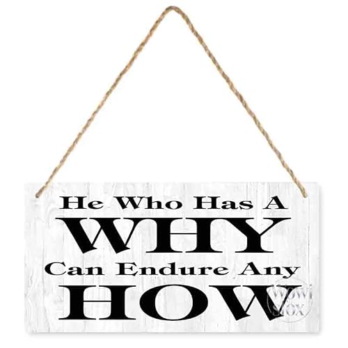 Inspirational Wood Hanging Sign 12x6 inch Rustic White Wall Decor
