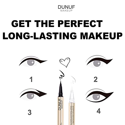 Dunuf Makeup 2 In1 Waterproof Liquid Eyeliner, Pitch Black, White,0.02 Fl Oz (Pack Of 1) #TOP5