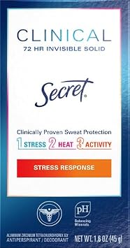 Secret Clinical Strength Invisible Solid Stress Response Antiperspirant/Deodorant, 1.6 Ounce, Packaging may vary