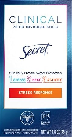 Secret Clinical Strength Invisible Solid Stress Response Antiperspirant/Deodorant, 1.6 Ounce, Packaging may vary