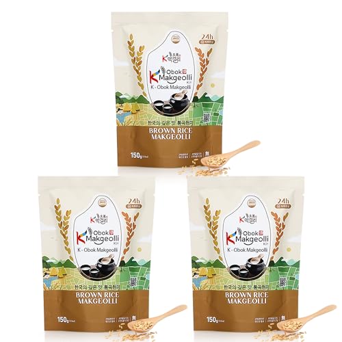 K-Makgeolli DIY Kit - Korean Rice Wine Making Kit - Brown Rice Flavor (3 x 150g) - WITHOUT Fermentation Container - Ready in 24 Hours (3-Pack Single Flavor NO FERMENTATION CONTAINER, Brown Rice)