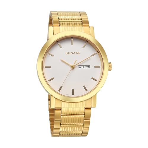 Sonata Utsav Quartz Analog with Day and Date White Dial Stainless Steel Strap Watch for Men-77108YM13 (B0CY5GMCQF) Amazon Price History, Amazon Price Tracker