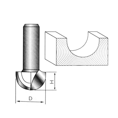 Uxcell 1/2 Inch X 1-1/4 Inch Carpenter Double Flute Round Nose Cove Box Router Bit Cutting Tool #TOP4