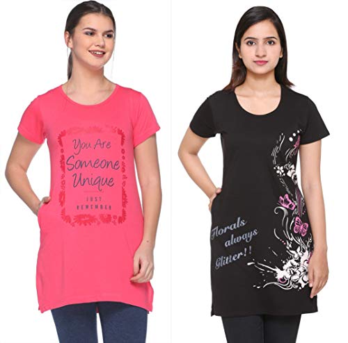 Image of In Love Women's Plus Size Cotton Printed T-Shirt with Pocket - Combo Pack of 2