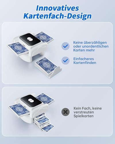 Kevsuvqin Geräuscharmer Kartenmischmaschine Elektrische, Kartenmischer mit Poker Tragetasche, USB Mischmaschine Karten mit 3000mAh Akku, Karten Mischgerät Kompatibel mit UNOKarten,Texas Hold Em,Rommé