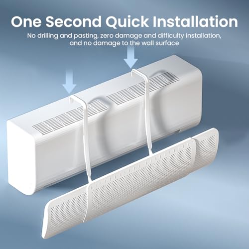 Image of HASTHIP Plastic Air Conditioner Deflector 22-32 inches Retractable Wind Deflector Adjustable Angle Design Universal Hanging Air Conditioner Wind Deflector for Room Bedroom Office