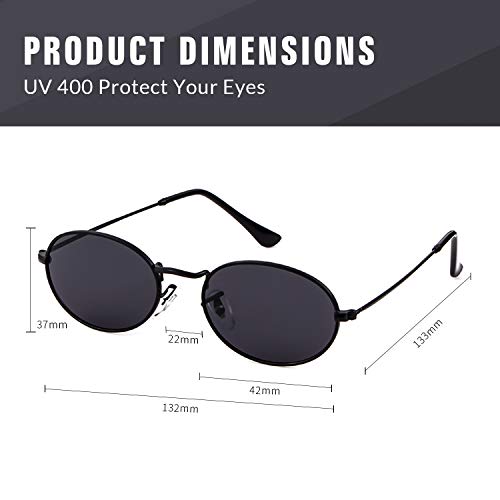 Gifiore Oval Sunglasses Vintage Retro 90S Sunglasses Trendy Designer Glasses For Women Men (Black Frame Grey Lens) #TOP1