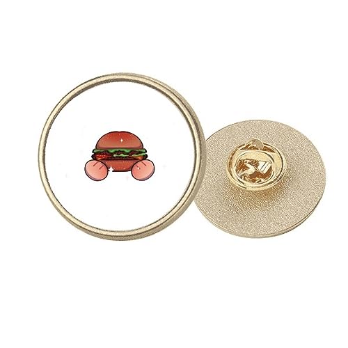 Broche Amérique hamburger ronde en métal doré de qualité supérieure pour amateurs de mode
