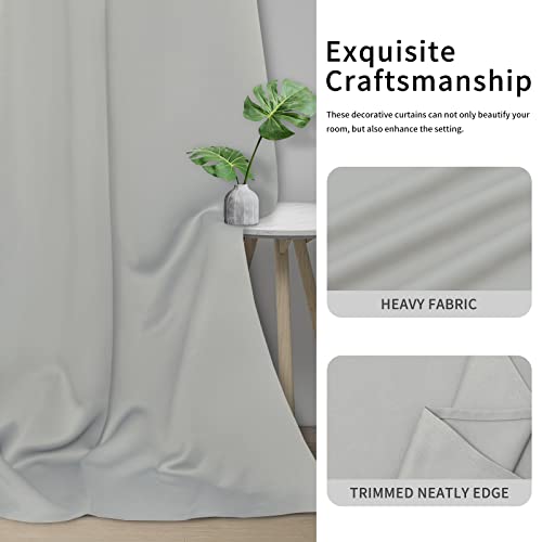 Image of Easy-Going Blackout Curtains for Bedroom, Solid Thermal Insulated Grommet and Noise Reduction Window Drapes, Room Darkening Curtains for Living Room, 2 Panels(46x63 in, Greyish White)